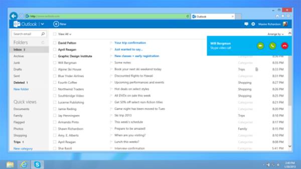 Skype Outlook.com görüntülü konuşma eklentisi